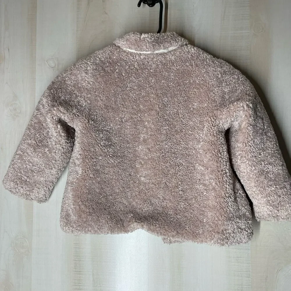ZARA baby light pink‎ mauve sherpa coat, 3-4 years
